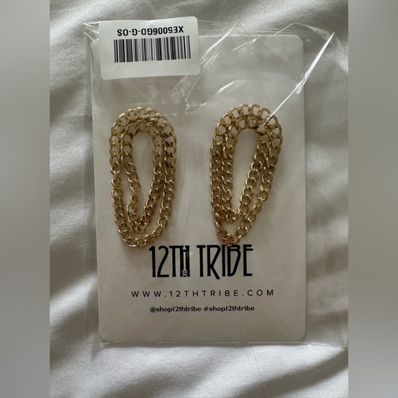 12th Tribe Gold Chain Earrings - Picture 2 of 4